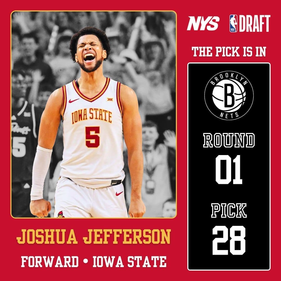 With the 28th pick in the 2026 NBA Draft, the Brooklyn Nets select Joshua Jefferson, Forward, Iowa State!
A Las Vegas native, Jefferson grew up playing with NYS before becoming a standout star at Liberty High School, leading the Patriots to a state championship.
He committed to Saint Mary's where he played for two seasons before transferring to Iowa State. He played another two seasons for the Cyclones, leading them to a top three seed each year in the NCAA Tournament. This past season, Joshua was named a consensus second-team All-American and first-team All-Big 12.
Congratulations to Joshua Jefferson on becoming the first NYS alum ever drafted into the NBA. Your journey continues to inspire the next generation and we could not be more proud of you!